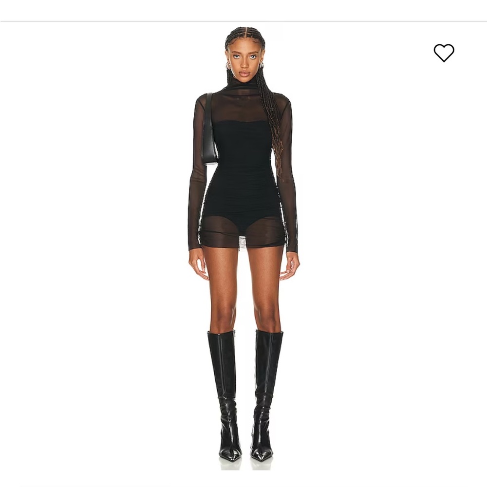 NWOT Norma Kamali Mesh Turtleneck Mini Dress